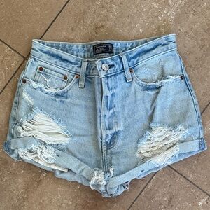 Abercrombie & Fitch Light Blue Distressed Jean Shorts
